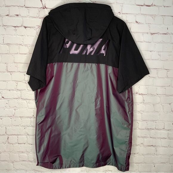 New Puma Men’s Size XL Wind Shirt Colorblock Iridescent‎ Short Sleeve Top Black - Picture 4 of 11